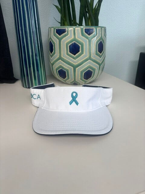 Embroidered Teal Ribbon Visor